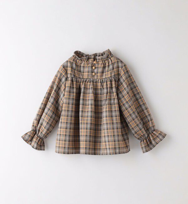 SHIPS Colors 「SHIPS Colors:〈洗濯機可能〉チェック ギャザー ブラウス(100~140cm)」|シャツ・ブラウス|