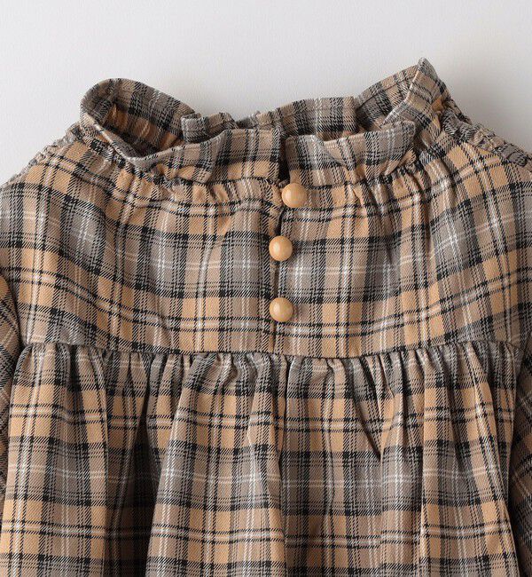 SHIPS Colors 「SHIPS Colors:〈洗濯機可能〉チェック ギャザー ブラウス(100~140cm)」|シャツ・ブラウス|