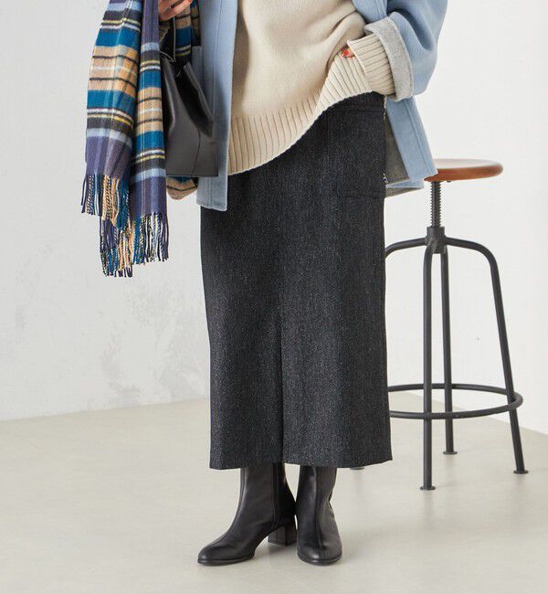 SHIPS for women「リサイクル ウール混 ポケット タイト スカート」|スカート|ブラック