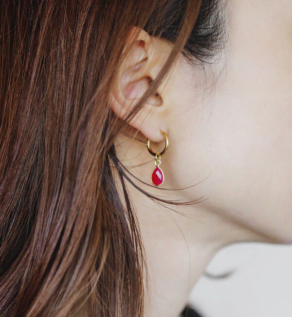quaranciel「quaranciel: カラー ストーン フープ ピアス」|ピアス|ピンク