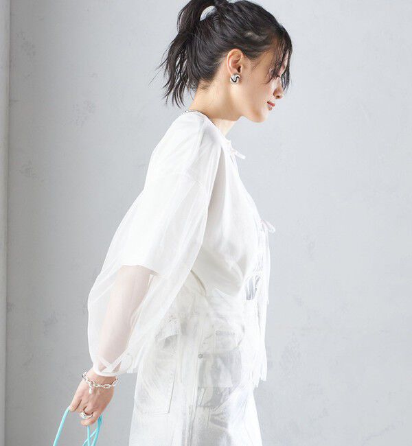 SHIPS for women「〈手洗い可能〉ソフト チュール 袖 ボリューム 2WAY ブラウス◇」|シャツ・ブラウス|