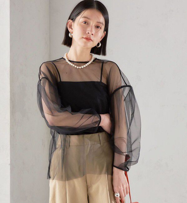 SHIPS for women「〈手洗い可能〉ソフト チュール 袖 ボリューム 2WAY ブラウス◇」|シャツ・ブラウス|