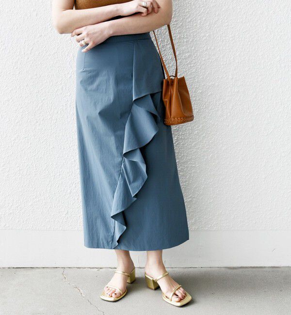 SHIPS for women「【WEB限定】〈手洗い可能〉ドライ ストレッチ ワッシャー 3WAY フリル スカート」|スカート|ブルー系