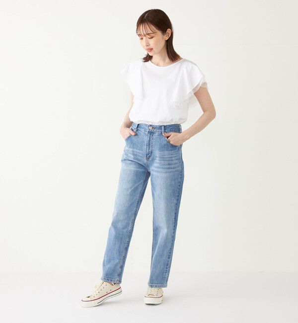 SHIPS Colors 「SHIPS Colors:チュール コンビ ラッフルスリーブ トップス◇」|Tシャツ・カットソー|