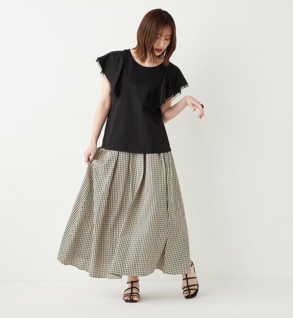 SHIPS Colors 「SHIPS Colors:チュール コンビ ラッフルスリーブ トップス◇」|Tシャツ・カットソー|