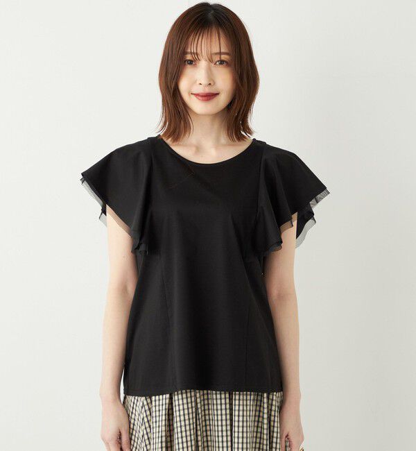 SHIPS Colors 「SHIPS Colors:チュール コンビ ラッフルスリーブ トップス◇」|Tシャツ・カットソー|