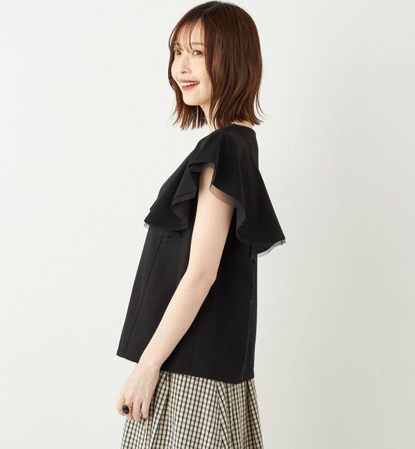 SHIPS Colors 「SHIPS Colors:チュール コンビ ラッフルスリーブ トップス◇」|Tシャツ・カットソー|