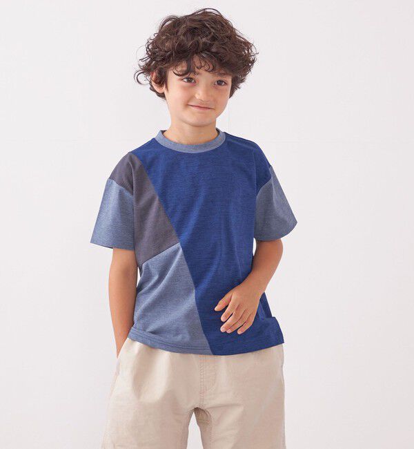 SHIPS any「SHIPS any: パッチワーク デザイン Tシャツ<KIDS>◇」|Tシャツ・カットソー|ネイビー