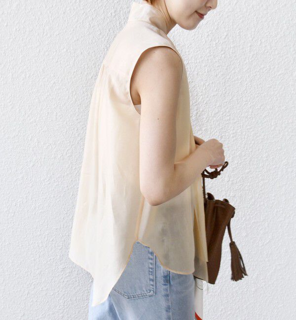 SHIPS for women「〈手洗い可能〉オーガンジー リボン ノースリーブ ブラウス」|シャツ・ブラウス|