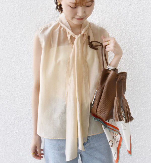 SHIPS for women「〈手洗い可能〉オーガンジー リボン ノースリーブ ブラウス」|シャツ・ブラウス|