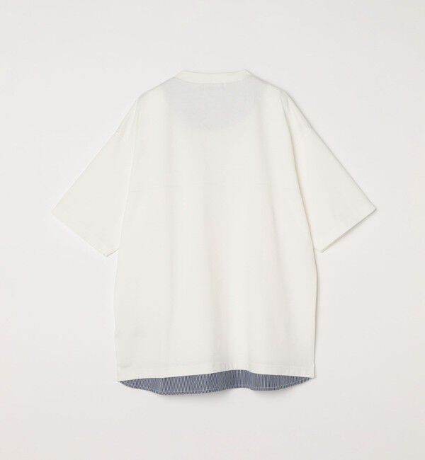 SHIPS any「SHIPS any: バックメッシュ / ストライプシャツ ドッキング フェイクレイヤード ポケット Tシャツ◇」|Tシャツ・カットソー|