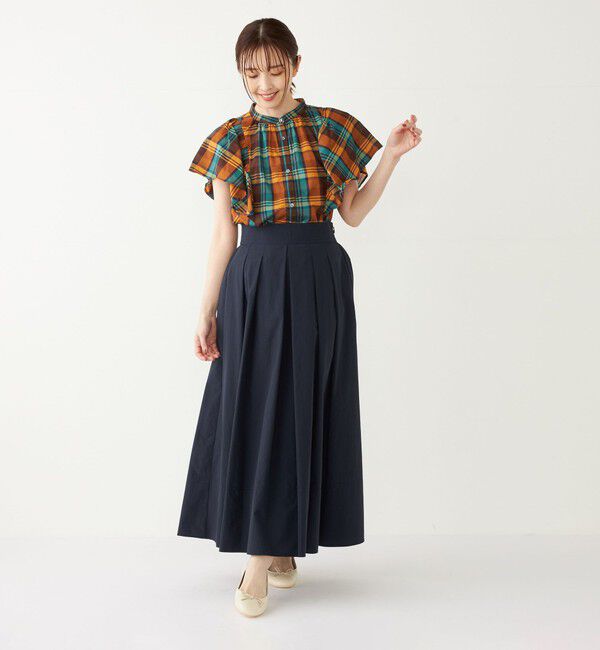 SHIPS Colors 「SHIPS Colors:〈洗濯機可能〉ナイロン ワッシャー タック スカート」|フレア|