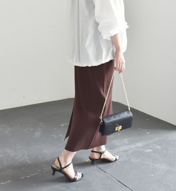 quaranciel「quaranciel:〈手洗い可能〉バックスリット ニット ナロー スカート」|タイト|ブラウン