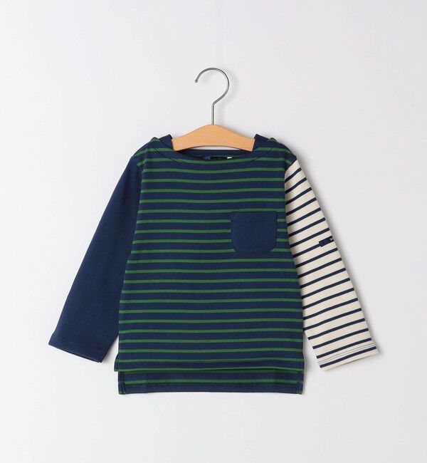 SHIPS KIDS「SHIPS KIDS:80～90cm / オーガニック コットン ボーダー 長袖 TEE」|Tシャツ・カットソー|ネイビー