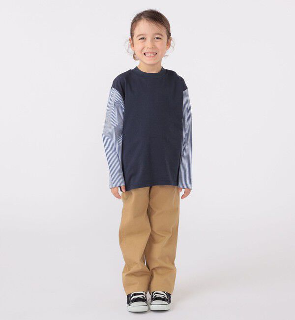 SHIPS KIDS「SHIPS KIDS:100～130cm / パターン 切替 長袖 TEE」|Tシャツ・カットソー|
