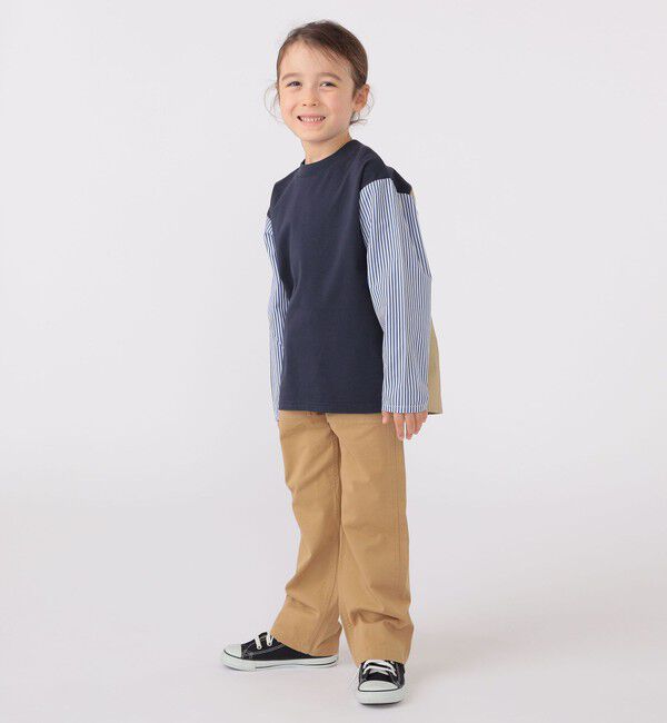 SHIPS KIDS「SHIPS KIDS:100～130cm / パターン 切替 長袖 TEE」|Tシャツ・カットソー|