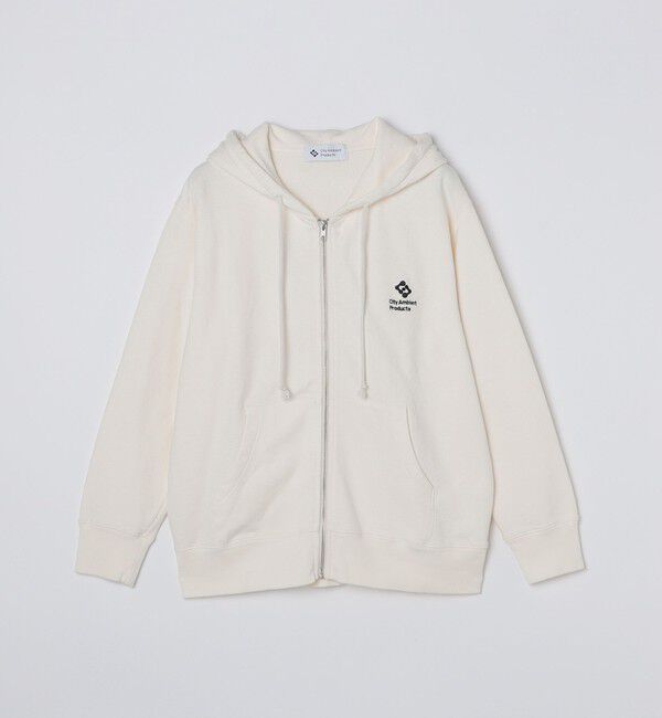 SHIPS「City Ambient Products: ロゴ エンブロイダリー ジップ パーカー」|パーカー|アイボリー