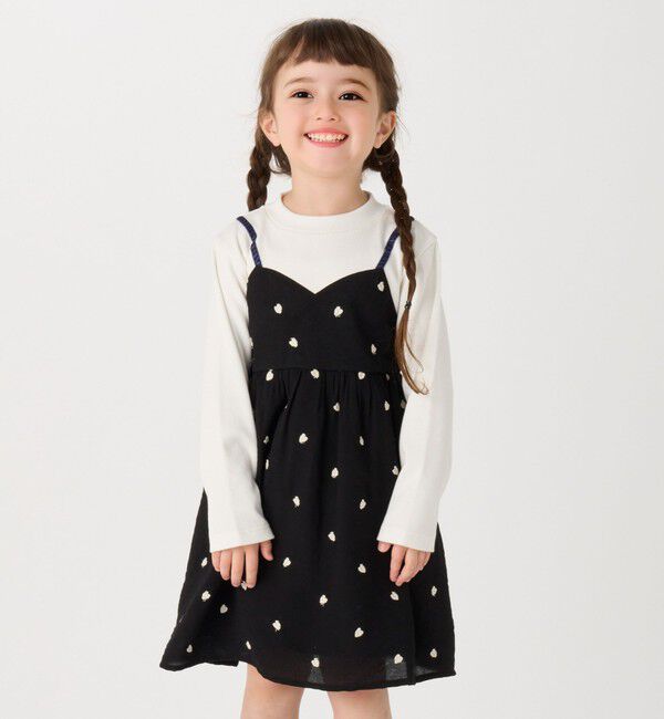 SHIPS Colors 「SHIPS Colors: 100～140cm /〈洗濯機可能〉ハート エンブロイダリー ワンピース」|ワンピース|ブラック