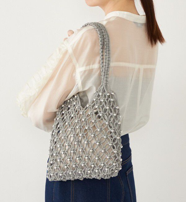 SHIPS Colors 「SHIPS Colors:メタルビーズ コード トート◇」|トートバッグ|ライトグレー