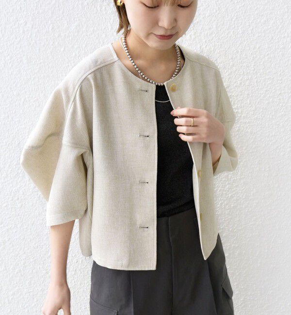 SHIPS for women「【WEB限定】〈洗濯機可能〉リネンライク ランタン袖 ジャケット」|シャツ・ブラウス|