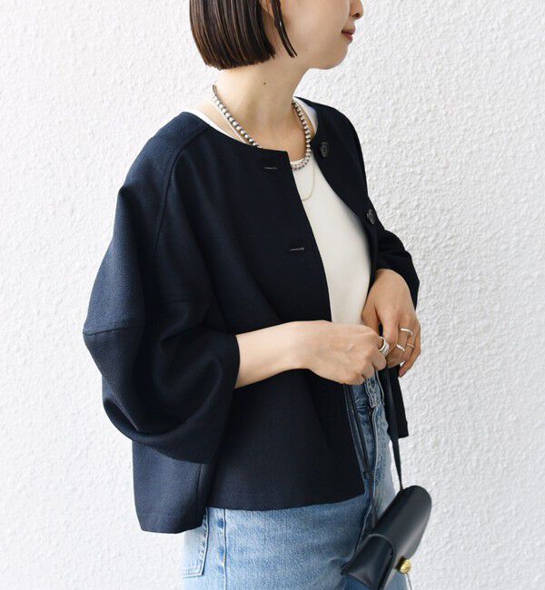 SHIPS for women「【WEB限定】〈洗濯機可能〉リネンライク ランタン袖 ジャケット」|シャツ・ブラウス|