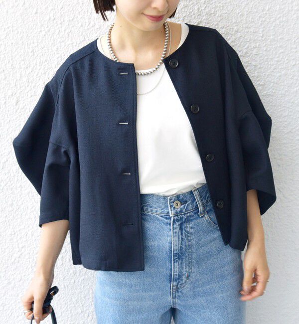 SHIPS for women「【WEB限定】〈洗濯機可能〉リネンライク ランタン袖 ジャケット」|シャツ・ブラウス|