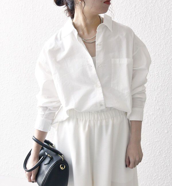 SHIPS any「SHIPS any:〈洗濯機可能〉コットン レギュラーカラー 刺繍 シャツ」|シャツ・ブラウス|ホワイト