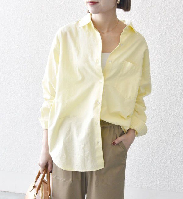 SHIPS any「SHIPS any:〈洗濯機可能〉コットン レギュラーカラー 刺繍 シャツ」|シャツ・ブラウス|イエロー