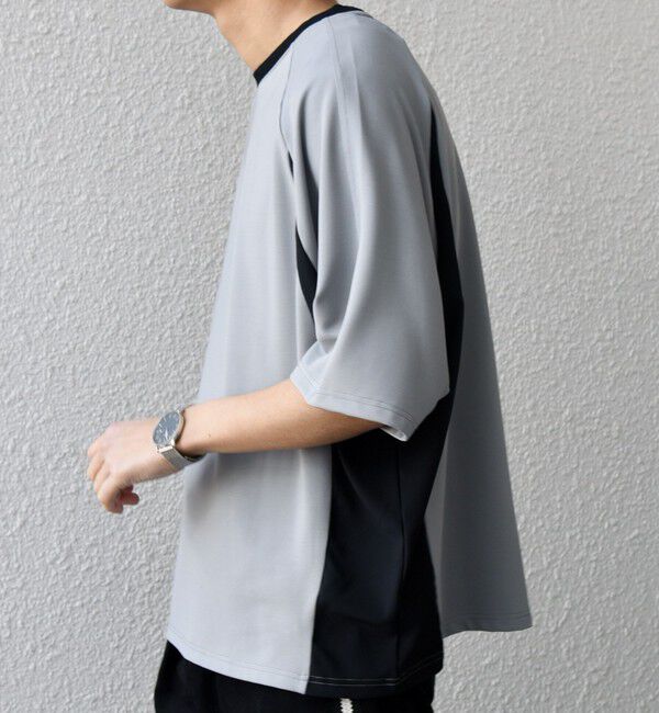 SHIPS any「SHIPS any:〈洗濯機可能〉リブ パネル スポーティー ジャージー Tシャツ◇」|Tシャツ・カットソー|グレー