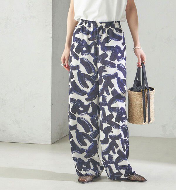 SHIPS for women「〈手洗い可能〉サテン プリント ドロスト パンツ」|その他|オフホワイト