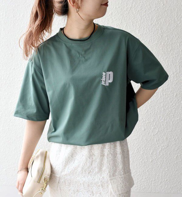 SHIPS any「【SHIPS any別注】prince:〈吸水速乾/UVカット/遮熱〉ワンポイント ロゴ 刺繍 スピンドル Tシャツ◇」|Tシャツ・カットソー|
