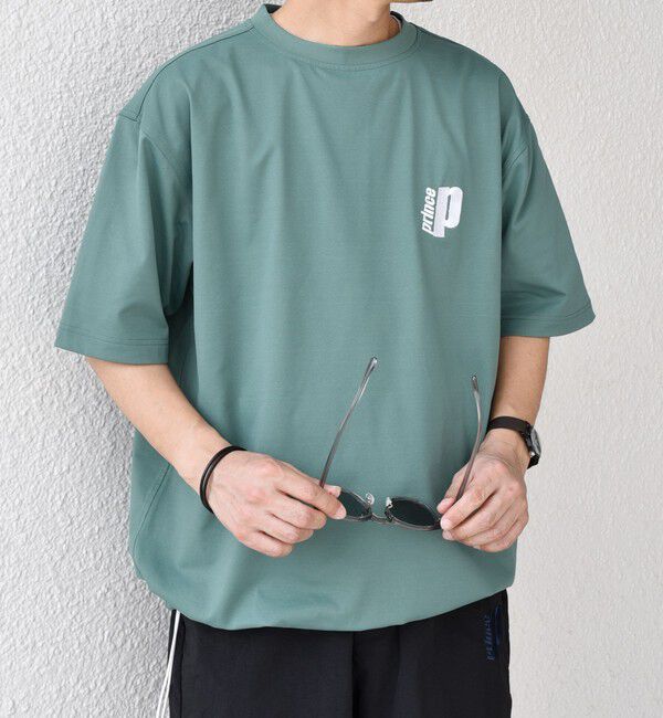 SHIPS any「【SHIPS any別注】prince:〈吸水速乾/UVカット/遮熱〉ワンポイント ロゴ 刺繍 スピンドル Tシャツ◇」|Tシャツ・カットソー|