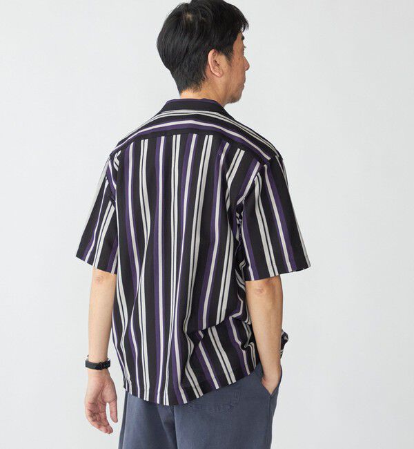 SHIPS「SHIPS: ハニカム ストライプ ショートスリーブ オープンカラー シャツ」|シャツ・ブラウス|