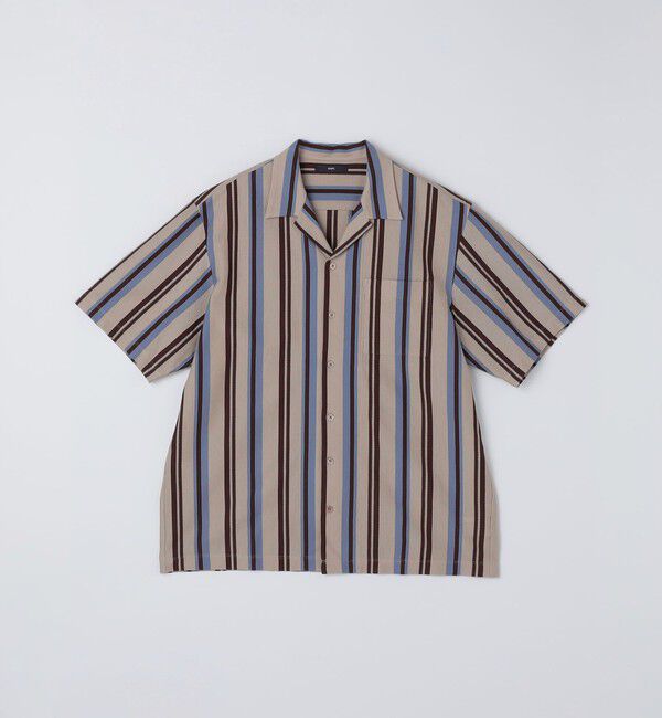 SHIPS「SHIPS: ハニカム ストライプ ショートスリーブ オープンカラー シャツ」|シャツ・ブラウス|
