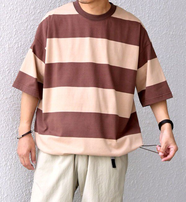 SHIPS any「SHIPS any: ワイド カラー ボーダー スピンドル Tシャツ◇」|Tシャツ・カットソー|ブラウン