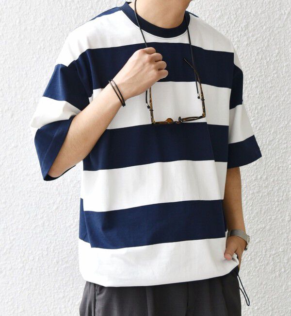 SHIPS any「SHIPS any: ワイド カラー ボーダー スピンドル Tシャツ◇」|Tシャツ・カットソー|