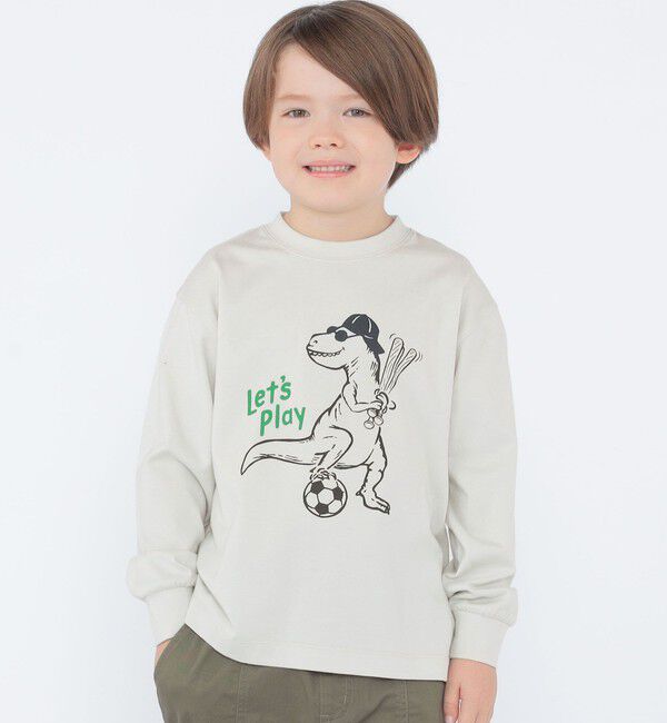 SHIPS KIDS「【SHIPS KIDS別注】ARCH＆LINE:100～130cm / ダイナソー ロングスリーブ Tシャツ」|Tシャツ・カットソー|
