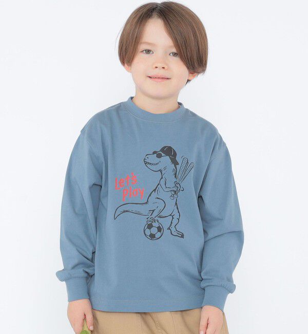 SHIPS KIDS「【SHIPS KIDS別注】ARCH＆LINE:100～130cm / ダイナソー ロングスリーブ Tシャツ」|Tシャツ・カットソー|