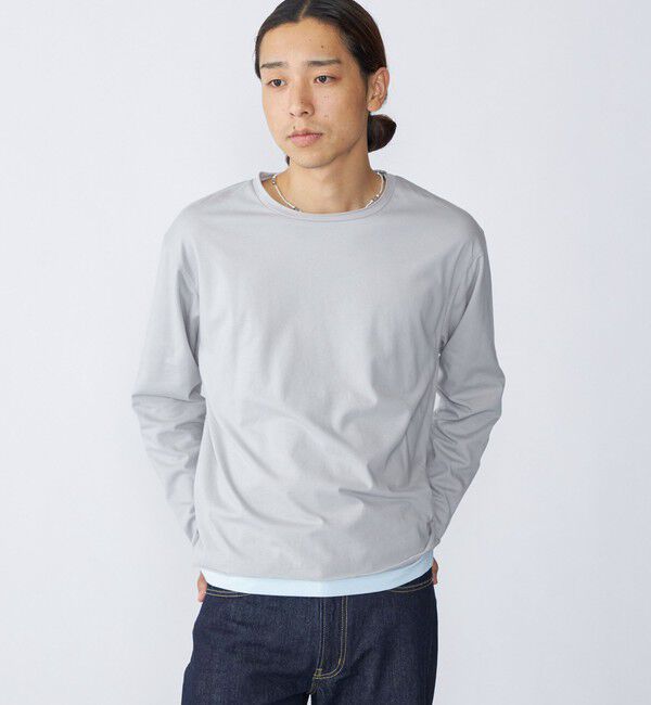 SHIPS「City Ambient Products: カットオフ リバーシブル ロングスリーブTシャツ(ロンT)」|Tシャツ・カットソー|ライトグレー