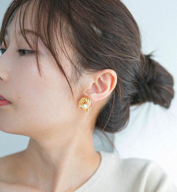 quaranciel「quaranciel: ツイスト イミテーション パール イヤリング」|イヤリング|