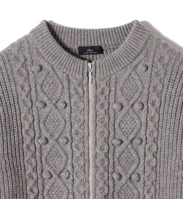 SHIPS for women「SHIPS Primary Navy Label:〈手洗い可能〉PON PON ケーブル ジップ アップ カーディガン」|カーディガン|