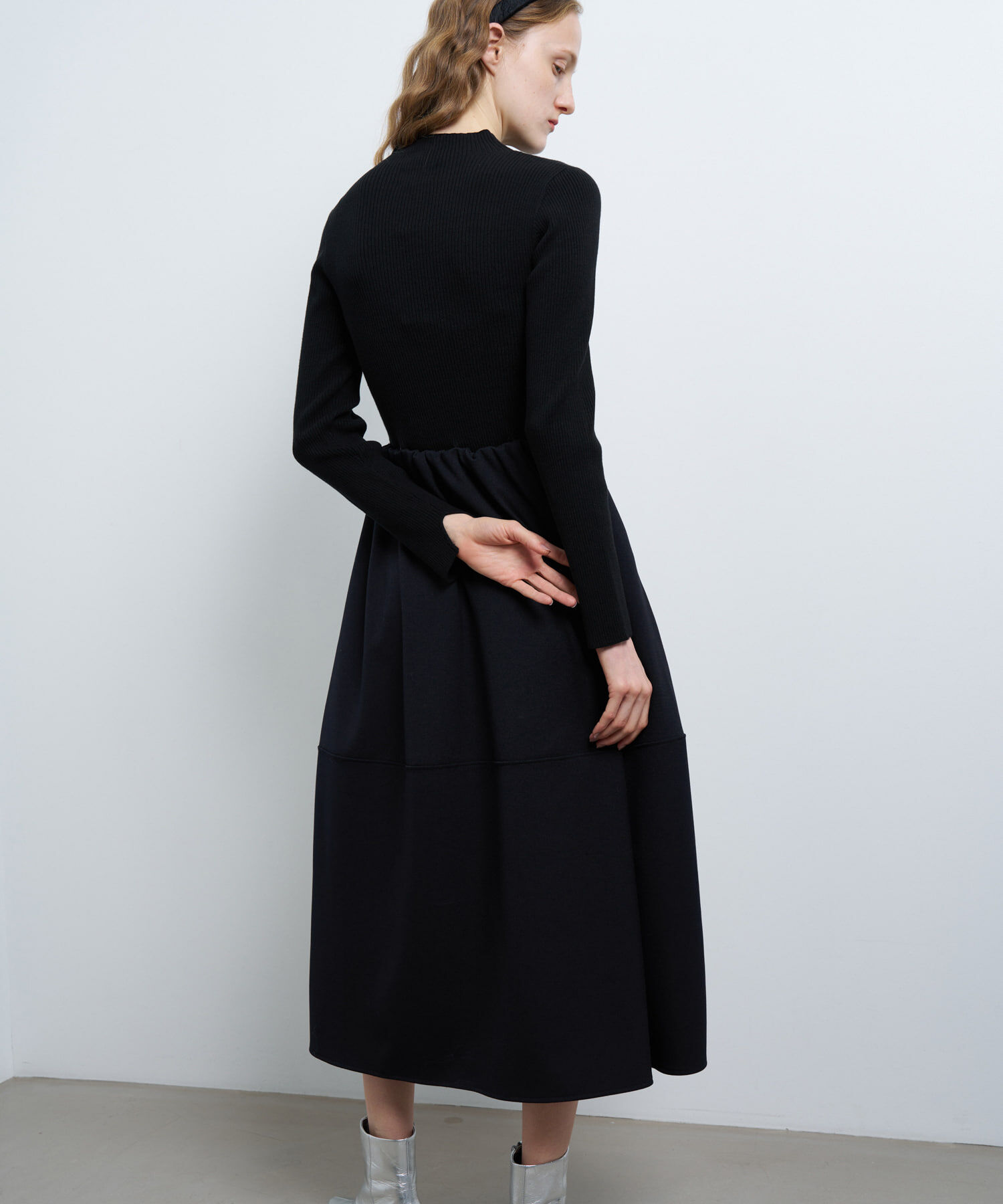 LANVIN en Bleu「コクーンスカートニットコンビワンピース」|ワンピース|