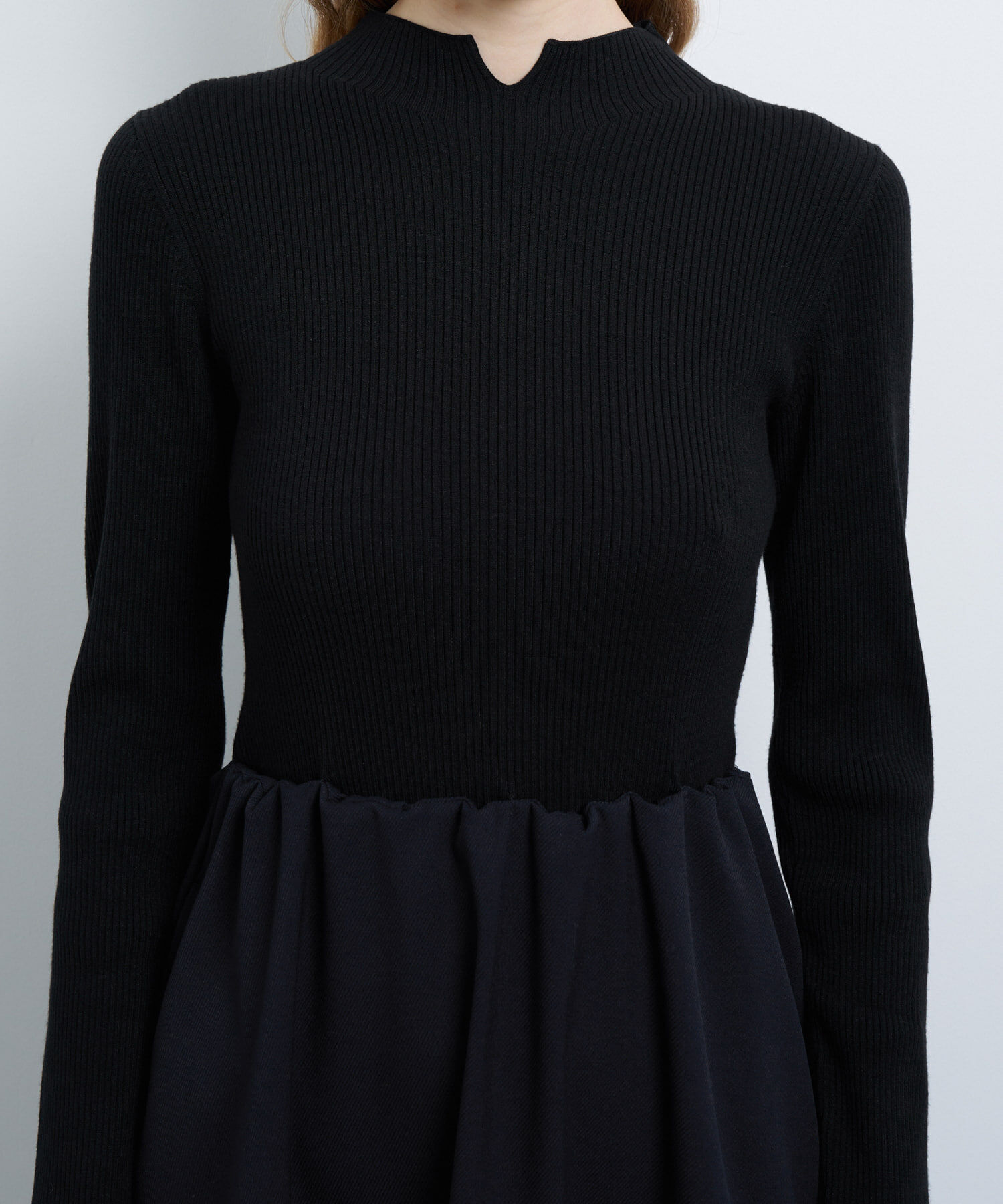 LANVIN en Bleu「コクーンスカートニットコンビワンピース」|ワンピース|