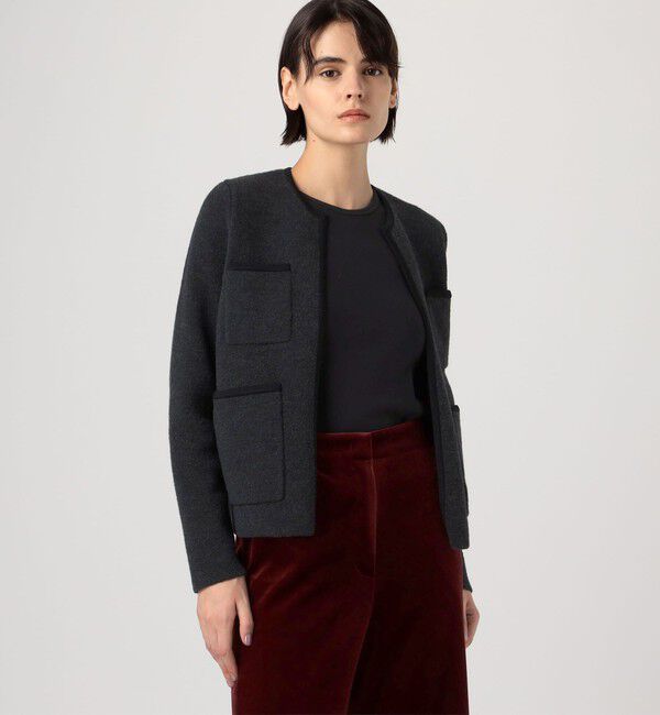 ウールナイロンブークレー フロントオープンカーディガン（Ballsey