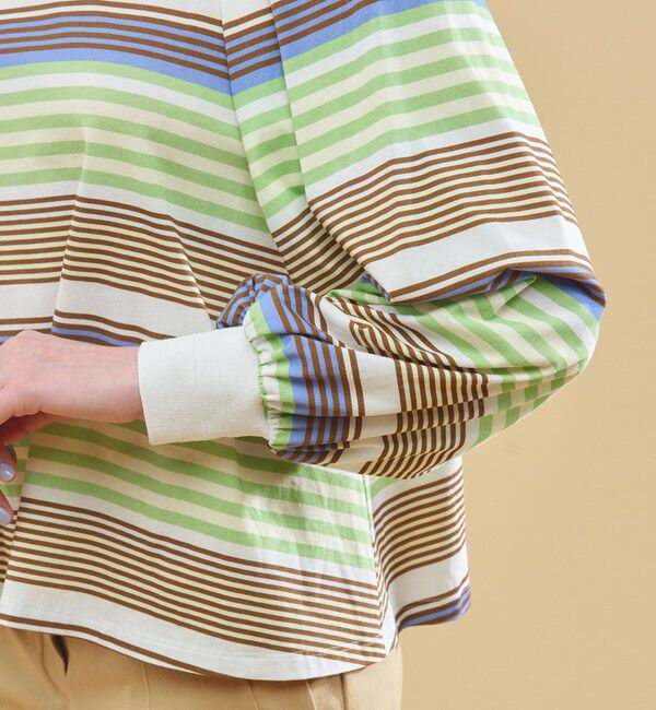 DES PRES「プレーンジャージーランダムストライプ パフスリーブプルオーバー」|Tシャツ・カットソー|