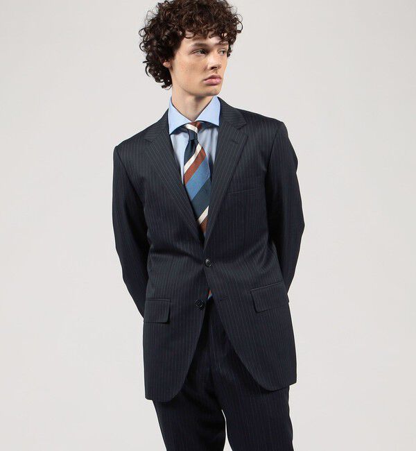 TOMORROWLAND MENS「Super100'sウール ピンストライプ シングルブレステッド2Bジャケット」|テーラードジャケット|