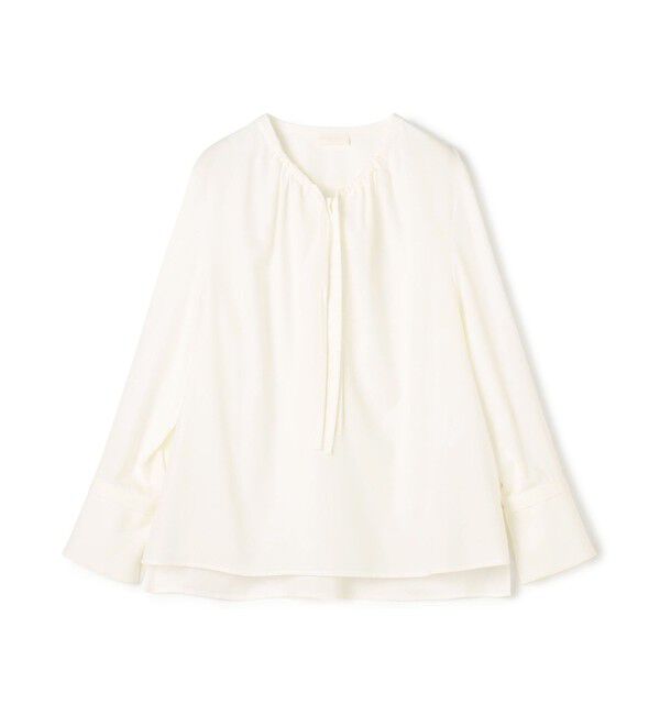 Ballsey「クリスタルコットン ギャザーVネックブラウス」|シャツ・ブラウス|11 ホワイト
