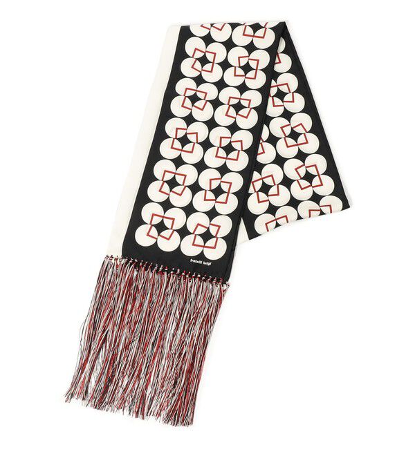 TOMORROWLAND GOODS「Fratelli Luigi シルク フリンジスカーフ」|バンダナ・スカーフ|38 ダークレッド系