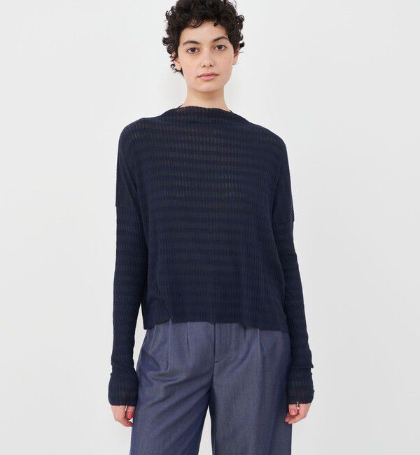 GALERIE VIE「 シアーボーダーリブ ボトルネックプルオーバー」|Tシャツ・カットソー|