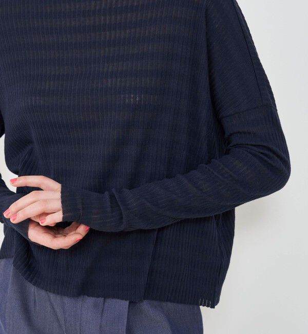 GALERIE VIE「 シアーボーダーリブ ボトルネックプルオーバー」|Tシャツ・カットソー|